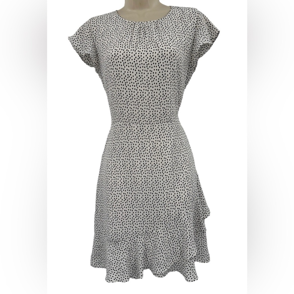 Banana Republic White and Black Polka Dot Midi Dress